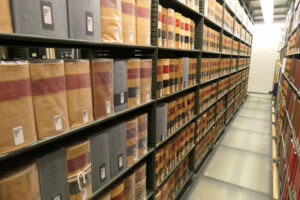 Connecticut documents on the shelves in the stacks.